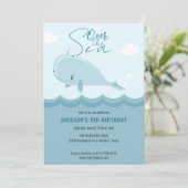Over the Zee Whale 4th Birthday Kaart (Staand voorkant)