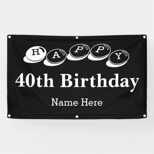 Over verkoop Happy 40th Birthday Spandoek (Horizontaal)