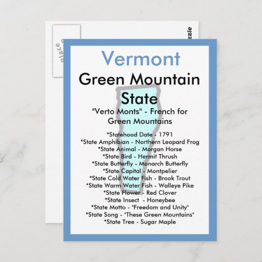 Over Vermont Briefkaart (Voorkant / Achterkant)