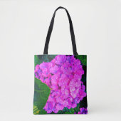 Over verzadigde roze hortensia bloem tote bag (Voorkant)