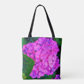 Over verzadigde roze hortensia bloem tote bag (Achterkant)