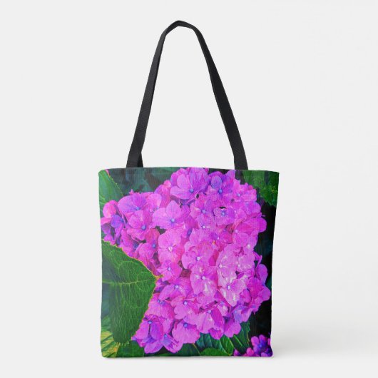 Over verzadigde roze hortensia bloem tote bag (Achterkant)