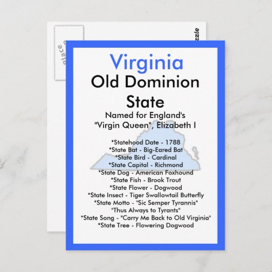 Over Virginia Briefkaart (Voorkant / Achterkant)