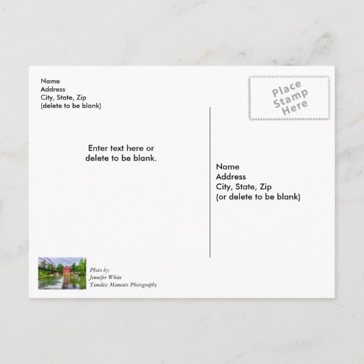 Over War Eagle Creek Waterval Bedankt Briefkaart (Achterkant)