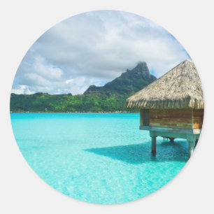 Over-water bungalow, Bora Bora ronde sticker
