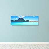 Over water bungalows in Bora Bora Canvas Afdruk (Insitu (Houten vloer))