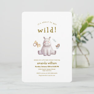 Over Wild Safari Nijlpaard Speelgoed Baby Shower Kaart