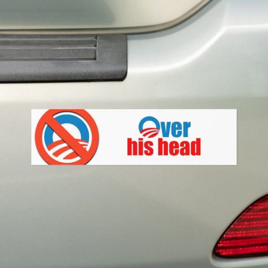 Over zijn hoofd bumpersticker (Op auto)
