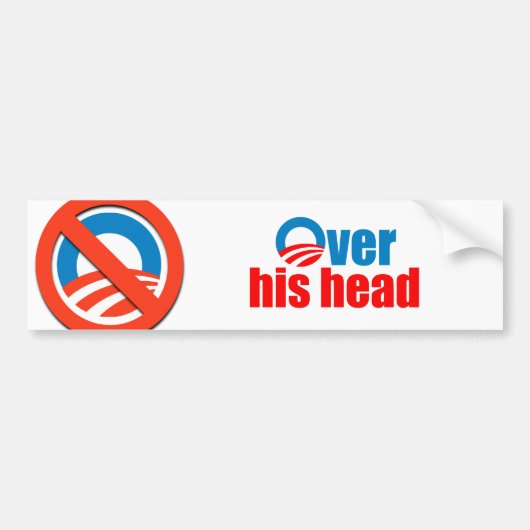 Over zijn hoofd bumpersticker (Voorkant)