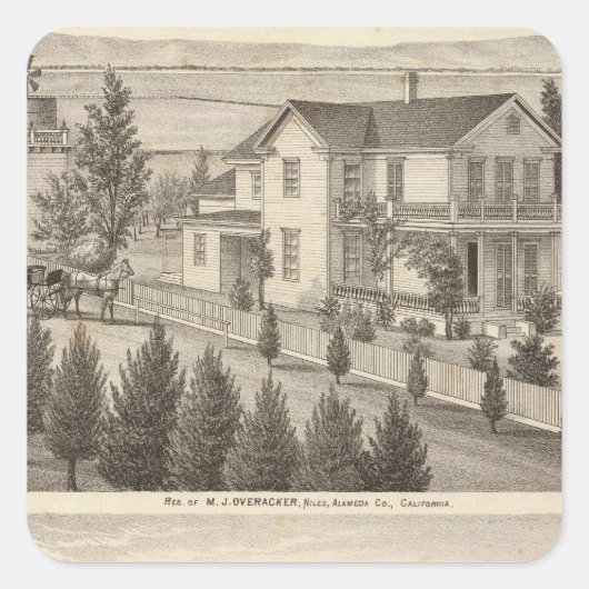 Overacker, inwoners van Emerson Vierkante Sticker (Voorkant)