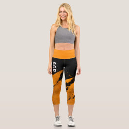 Overal Afdrukken Capri Leggings Brushy Sinaasappel