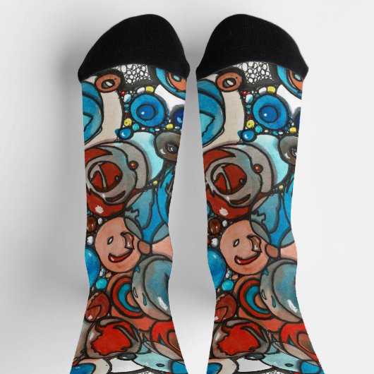 Overal blauwe bubbels sokken (Top)