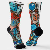 Overal blauwe bubbels sokken (Gebogen)