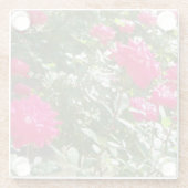 Overal fuchsia rozen glazen onderzetter (Achterkant)
