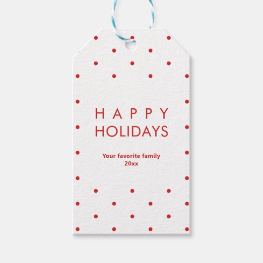 Overal in Red Stip Prettige feestdagen Cadeaulabel (Voorkant)