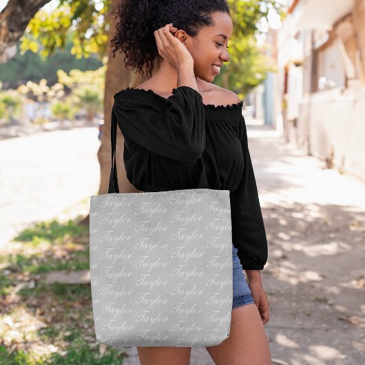 Overal Naam Groen en Grijs Monogram Tote Bag