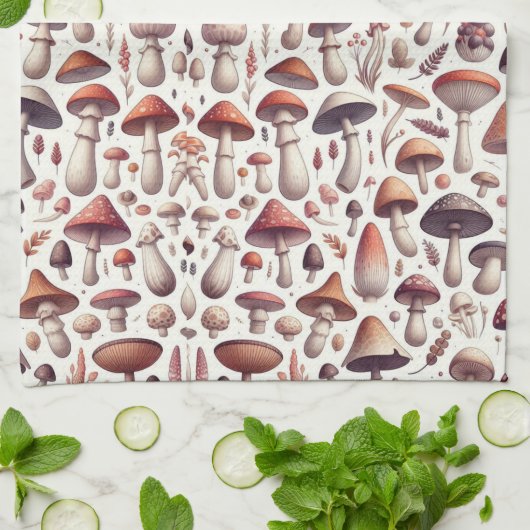 Overal paddenstoel patroon ontwerp theedoek (Gevouwen)
