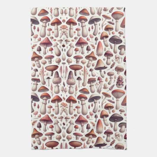 Overal paddenstoel patroon ontwerp theedoek (Verticaal)