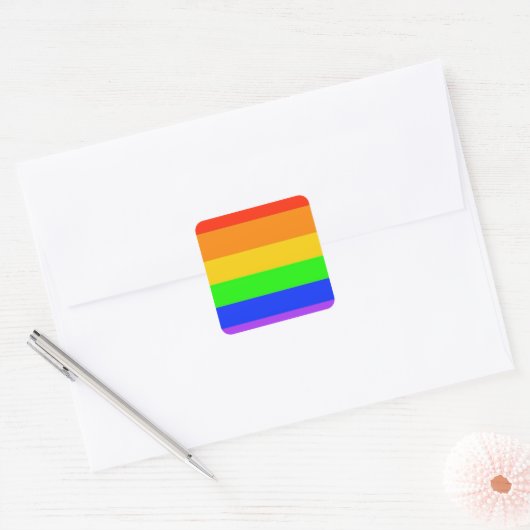 Overal regenbogen! vierkante sticker (Envelop)