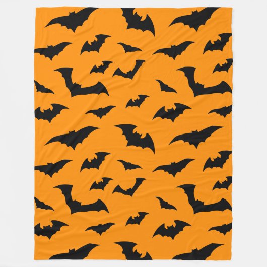 Overal Vleermuizen Oranje Halloween Knuffel Fleece Deken (Voorkant)