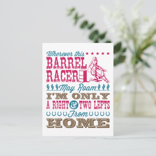 Overal waar deze loop Racer kan Roam Barrel Racing Briefkaart (Staand voorkant)