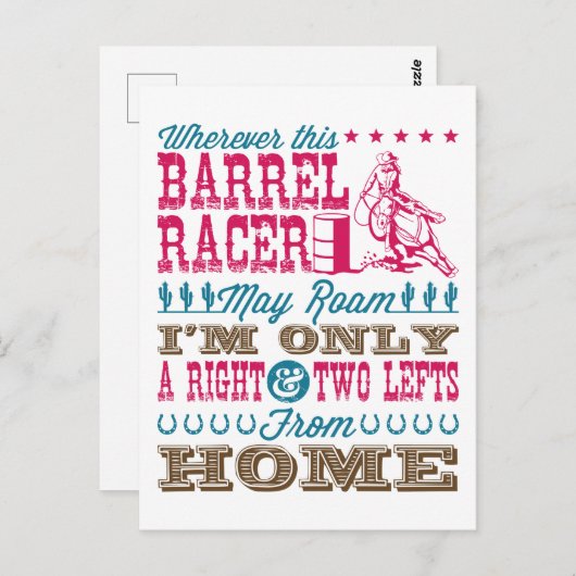 Overal waar deze loop Racer kan Roam Barrel Racing Briefkaart (Voorkant / Achterkant)