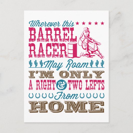 Overal waar deze loop Racer kan Roam Barrel Racing Briefkaart (Voorkant)