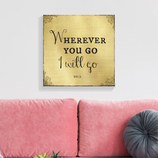 Overal waar je ook gaat, ga ik naar de Bijbelverse Canvas Afdruk (Insitu (Woonkamer))