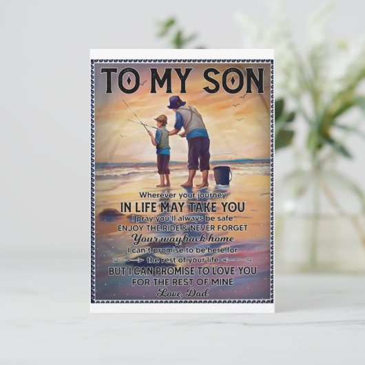 Overal waar je reis in het leven je vader Vist om  Bedankkaart (Staand voorkant)