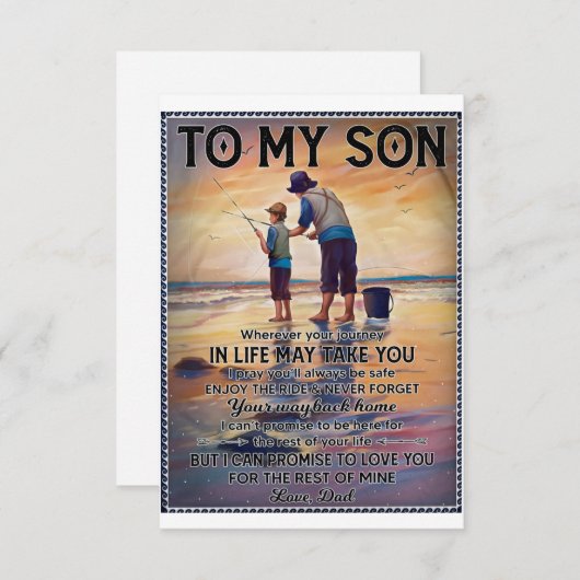 Overal waar je reis in het leven je vader Vist om Bedankkaart (Voorkant / Achterkant)