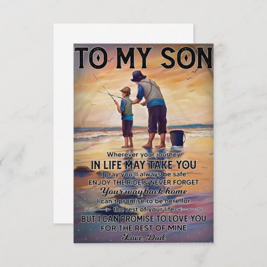 Overal waar je reis in het leven je vader Vist om Bedankkaart (Voorkant / Achterkant)