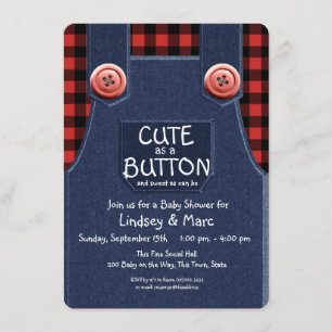 Overalls en Flanel Schattige als een Button Baby s Kaart