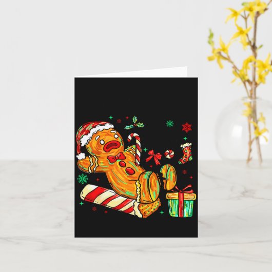 Overbaked And Over It Gingerbread Christmas Baking Kaart (Gele Bloem)