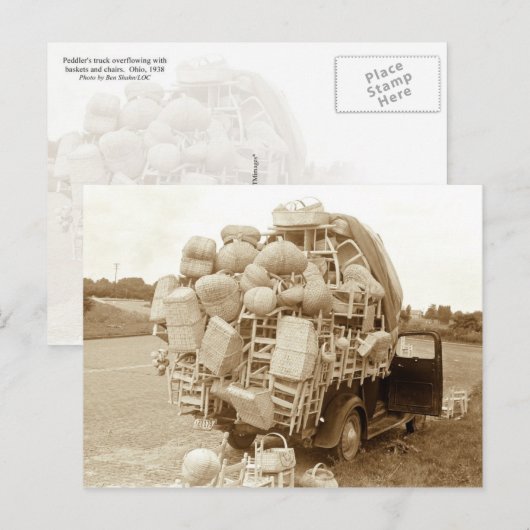 Overbelaste vrachtwagen briefkaart (Voorkant / Achterkant)