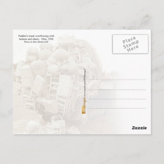 Overbelaste vrachtwagen briefkaart (Achterkant)