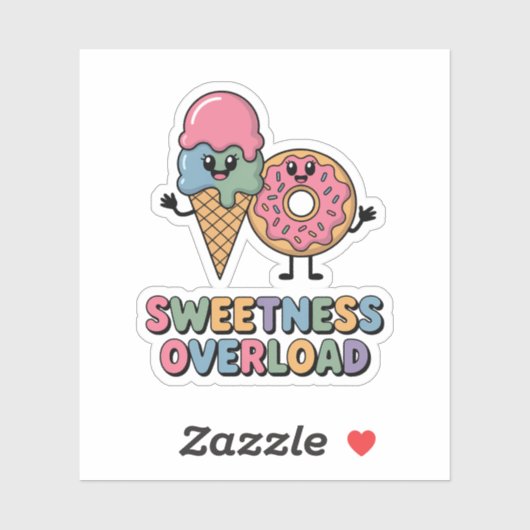 Overbelasting door zoetheid | Donut & Ice Cream Ki Sticker (Vel)