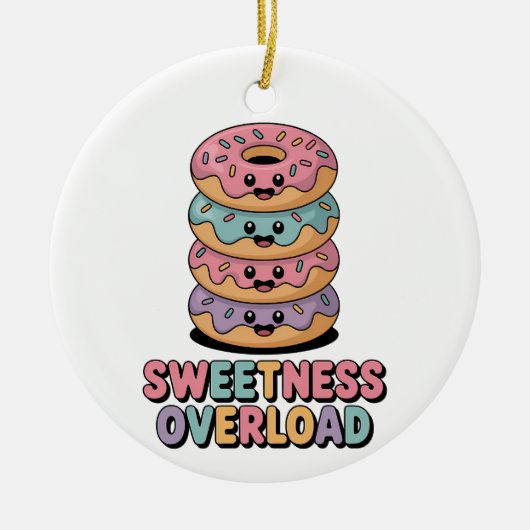 Overbelasting door zoetheid | Donut Kinder Keramisch Ornament (Voorkant)