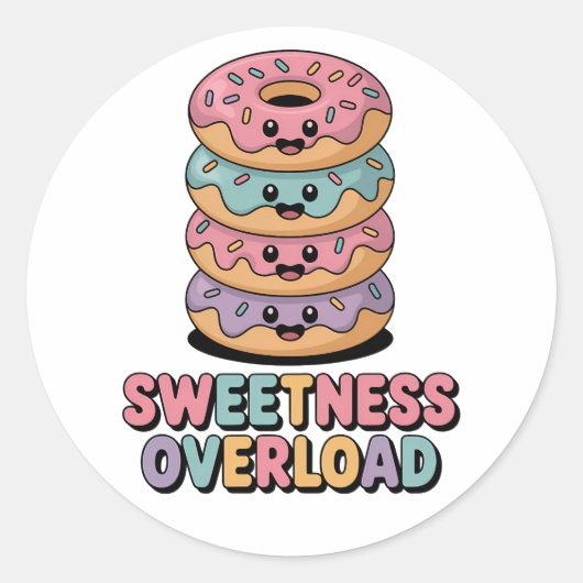 Overbelasting door zoetheid | Donut Kinder Ronde Sticker (Voorkant)