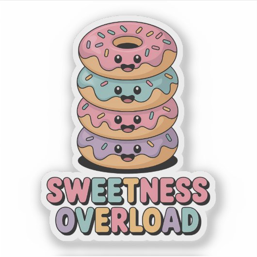 Overbelasting door zoetheid | Donut Kinder Sticker (Voorkant)