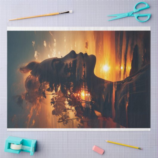 Overbelichte vrouw Sunset Decoupage Tissuepapier (Craft)