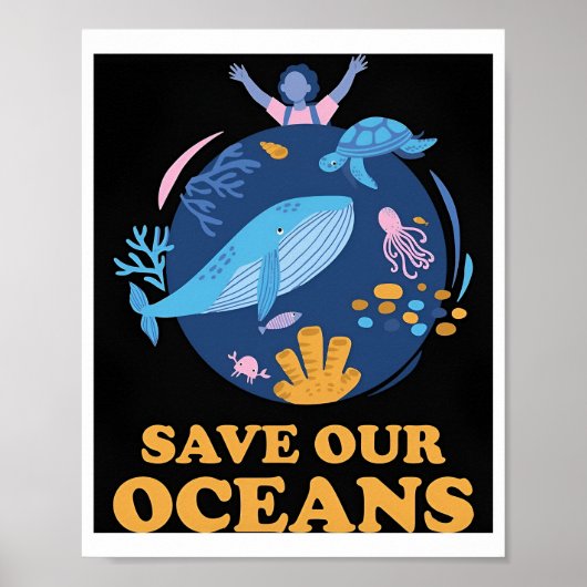 Overbevissing Poster van de oceanen redden (Voorkant)
