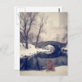 Overbrugging door de sneeuw in het centrale park briefkaart (Voorkant / Achterkant)