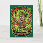 Overcaffeïne Elf Geef Geen Suiker Kaart Grappig (Voorkant)