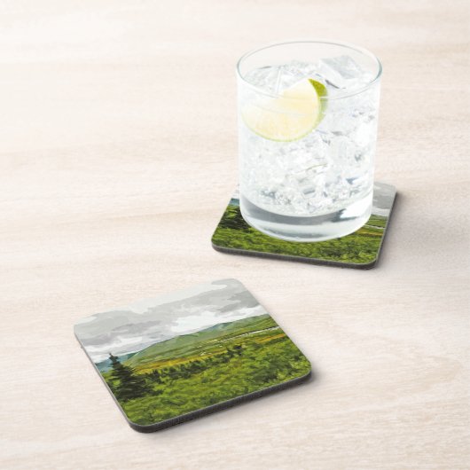 Overcast in het Nationaal Park Denali Abstract Ala Onderzetter (Rechterzijde)