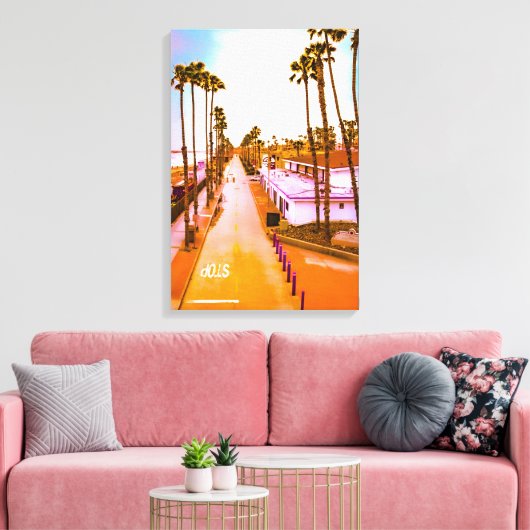 Overcast North Strand Of Oceanside Pier 16x24 Inch Canvas Afdruk (Insitu (Woonkamer))