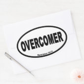 Overcomer Rev 12:11 euro Stijl Ovale Sticker (Envelop)