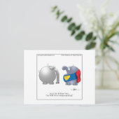 OVERCOMPENSERENDE Briefkaart Cartoon door April Mc (Staand voorkant)