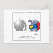 OVERCOMPENSERENDE Briefkaart Cartoon door April Mc (Voorkant)