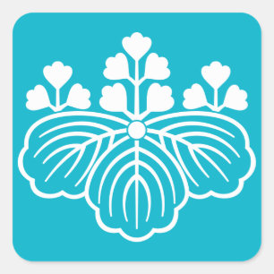 Overdachte paulownia met 5&3 bloemen vierkante sticker