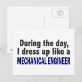 Overdag dress ik als een mechanische ingenieur briefkaart (Voorkant / Achterkant)